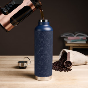 Botella De Agua Patrón de diamante inspirado en tela de barro azul