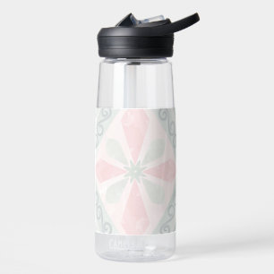 Botella De Agua Patrón de diamante pastel verde y rosa