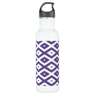 Botella De Agua Patrón de diamante ultravioleta y blanco