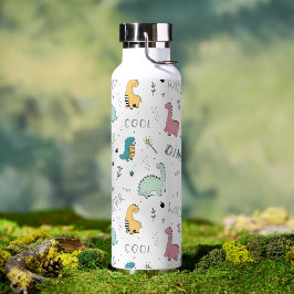 Botella De Agua Patrón de dinosaurio lindo Nombre personalizado Ni