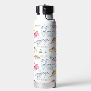 Botella De Agua Patrón de dinosaurio rosa lindo Invitación de cump