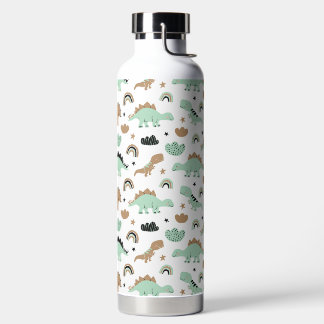 Botella De Agua Patrón de dinosaurio verde de menta