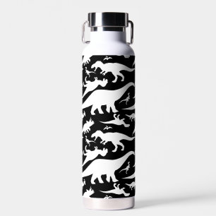 Botella De Agua Patrón de dinosaurios blancos y negros