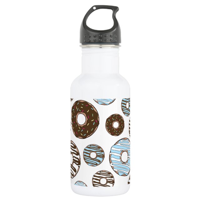 Botella De Agua Patrón de donas, donas azules, donas marrones (Anverso)
