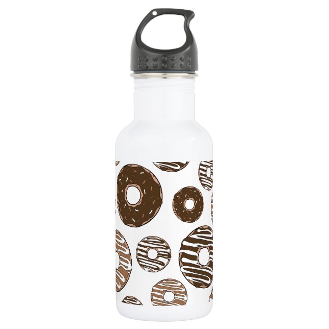 Botella De Agua Patrón de Donas, Donas de Chocolate, Donas de Cara (Anverso)