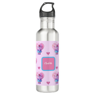 Botella De Agua Patrón de elefante lindo (con su nombre)