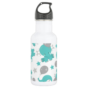 Botella De Agua Patrón de elefantes azules, elefantes lindos, estr