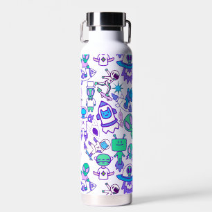 Botella De Agua Patrón de espacio retro