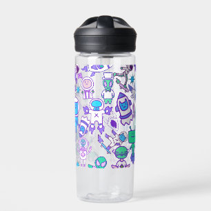 Botella De Agua Patrón de espacio retro