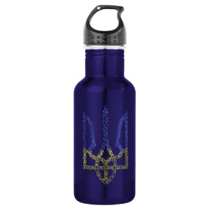 Botella De Agua Patrón de espiral de tridente de trízub del escudo