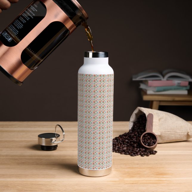 Botella De Agua Patrón de flor acuático moderno (Café)