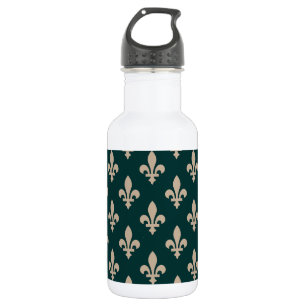 Botella De Agua Patrón de Flor de Lis, Crema Real Francesa sobre V