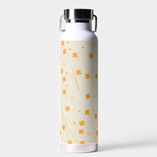 Botella De Agua Patrón de flor del naranja Beige Retro Y2K 70