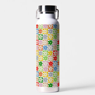 Botella De Agua Patrón de flor estético de negrita colorida