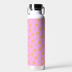 Botella De Agua Patrón de flor hippie rosado de Naranja preppy