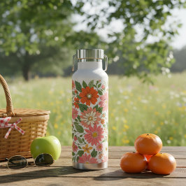 Botella De Agua Patrón de Flor Pop