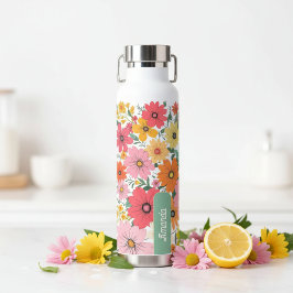 Botella De Agua Patrón de Flor Pop