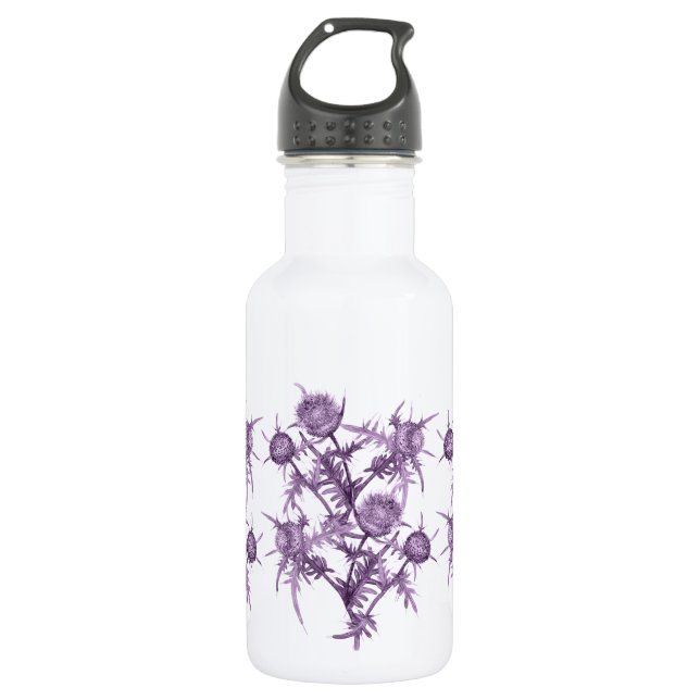 Botella De Agua patrón de flor violeta (Anverso)