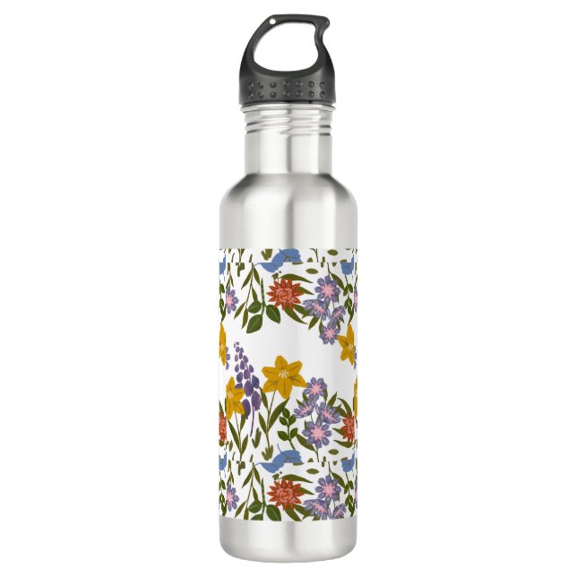 Botella De Agua Patrón de flores (Anverso)