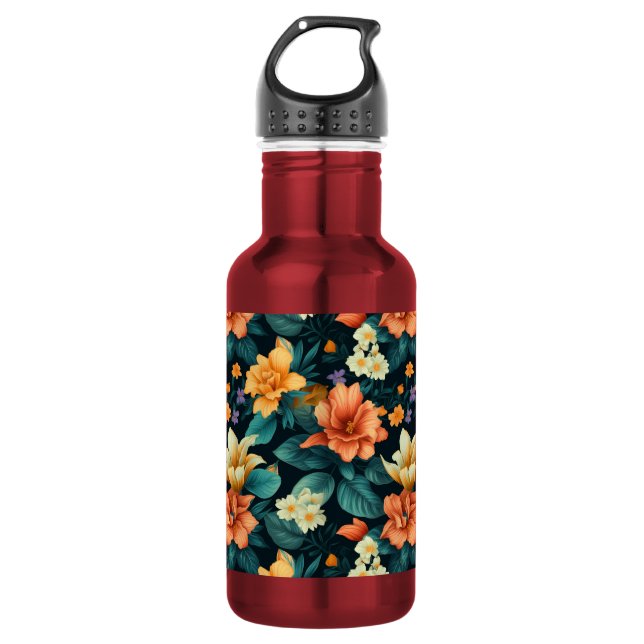 Botella De Agua Patrón de flores coloridas (Anverso)