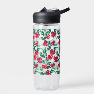 Botella De Agua Patrón de flores de color rojo floral-56698