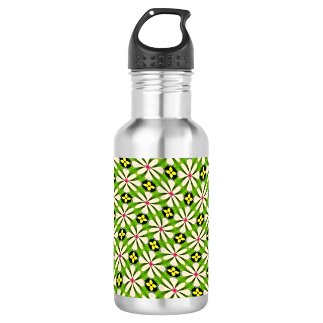 Botella De Agua Patrón de flores estéticas (Anverso)