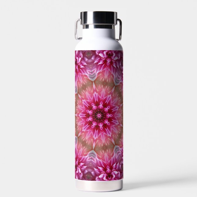 Botella De Agua Patrón de flores rosadas de Mandala geométrica-675 (Delantero)