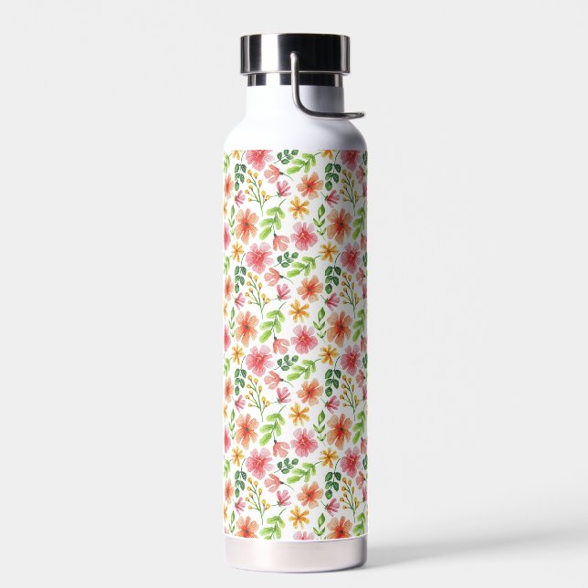 Botella De Agua Patrón de flores rosadas en acuarela (Izquierdo)
