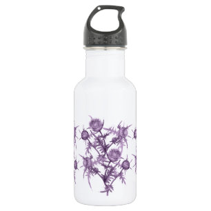 Botella De Agua patrón de flores violeta