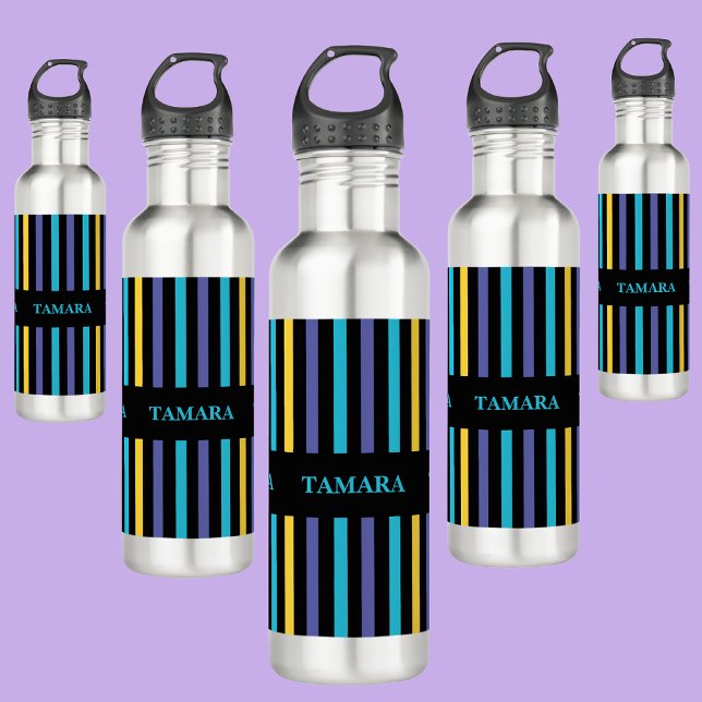 Botella De Agua Patrón de franjas coloreadas personalizadas (Subido por el creador)