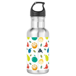 Botella De Agua Patrón de frutas, Ciruela, Naranja, Limón, Pera, M