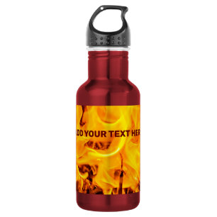 Botella De Agua Patrón De Fuego Y Flores