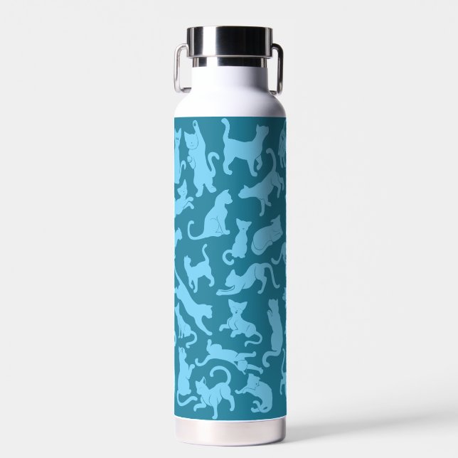 Botella De Agua Patrón de gato azul (Delantero)