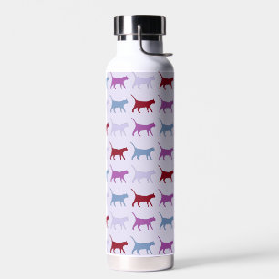 Botella De Agua Patrón de gato morado caminando