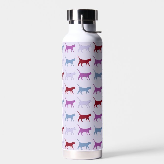 Botella De Agua Patrón de gato morado caminando (Izquierdo)