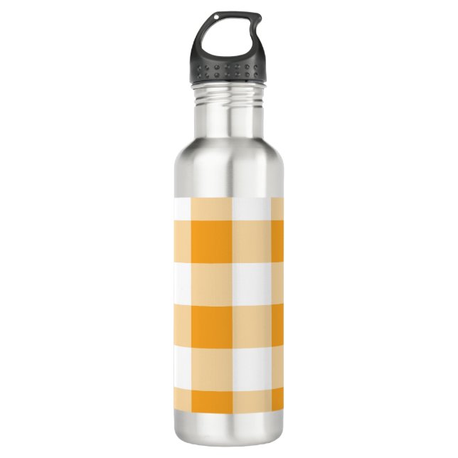 Botella De Agua Patrón de Gingham amarillo (Anverso)