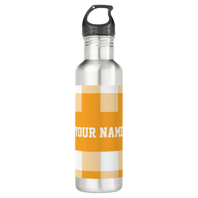 Botella De Agua Patrón de Gingham amarillo (Anverso)