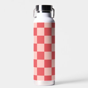 Botella De Agua Patrón de Gingham de Red Checkered Rosa