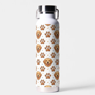 Botella De Agua Patrón de Golden Retriever Huellas de Perro Adorab