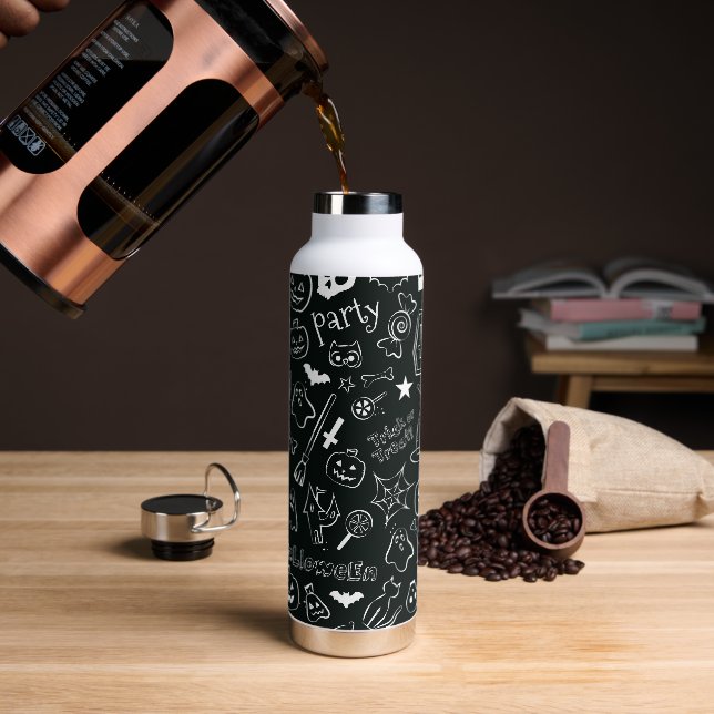 Botella De Agua Patrón de Halloween 1 (Café)