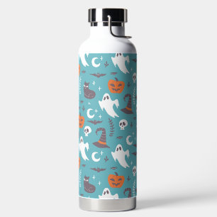 Botella De Agua Patrón de Halloween de dibujos Verde azulados dive