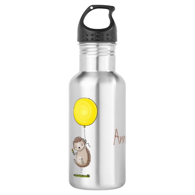 Botella De Agua Patrón de hedgehog y personalizado de globos (Anverso)