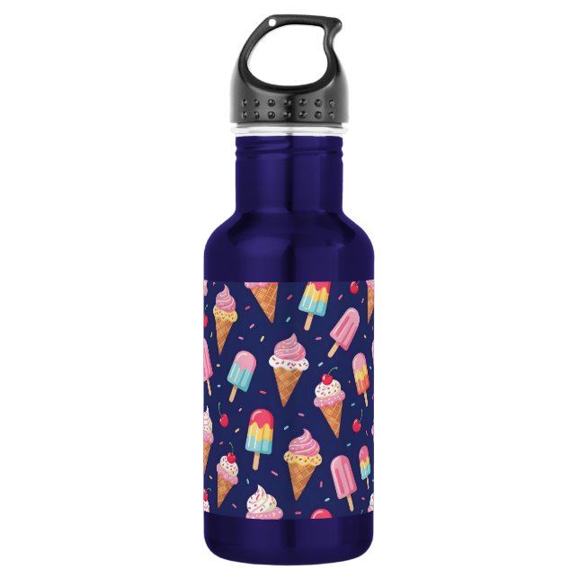 Botella De Agua Patrón de helado, paletas y cerezas (Anverso)