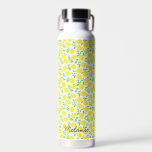 Botella De Agua Patrón de hoja dulce de lemones personalizado<br><div class="desc">Botella de agua personalizada con estampado de limón y hojas.</div>