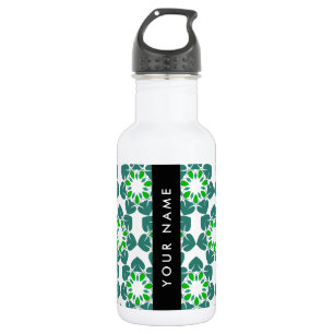 Botella De Agua Patrón de Hoja, Hojas Verdes, Tu Nombre