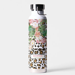 Botella De Agua Patrón de impresión de animales leopardo Floral vi