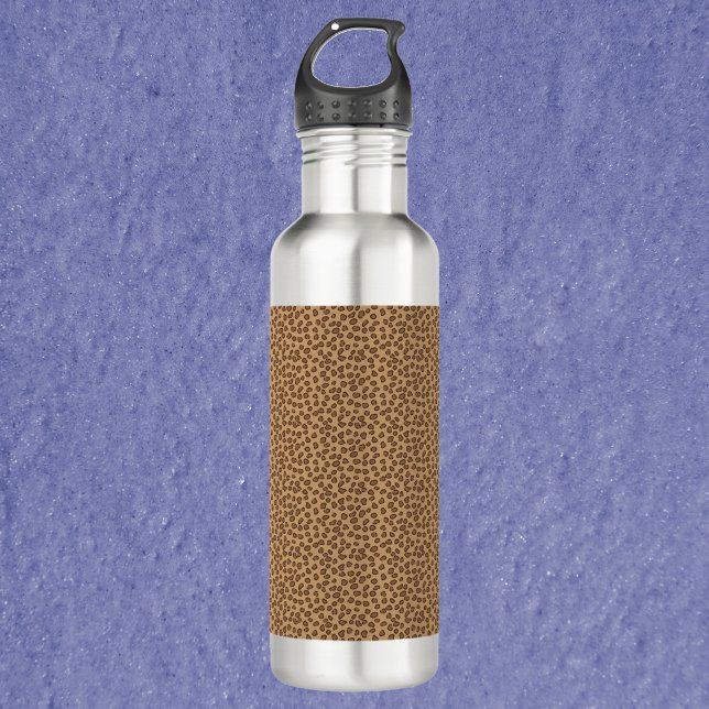 Botella De Agua Patrón de impresión de leopardo marrón (A water bottle with a brown leopard pattern.)