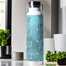 Botella De Agua Patrón de las iniciales del personalizado acuarela