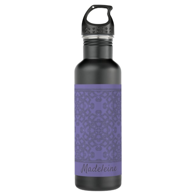 Botella De Agua Patrón de lavanda personalizado (Anverso)