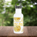 Botella De Agua Patrón de lémones amarillos modernos y apretar el<br><div class="desc">Patrón de lémones amarillos modernos y apretar el día</div>